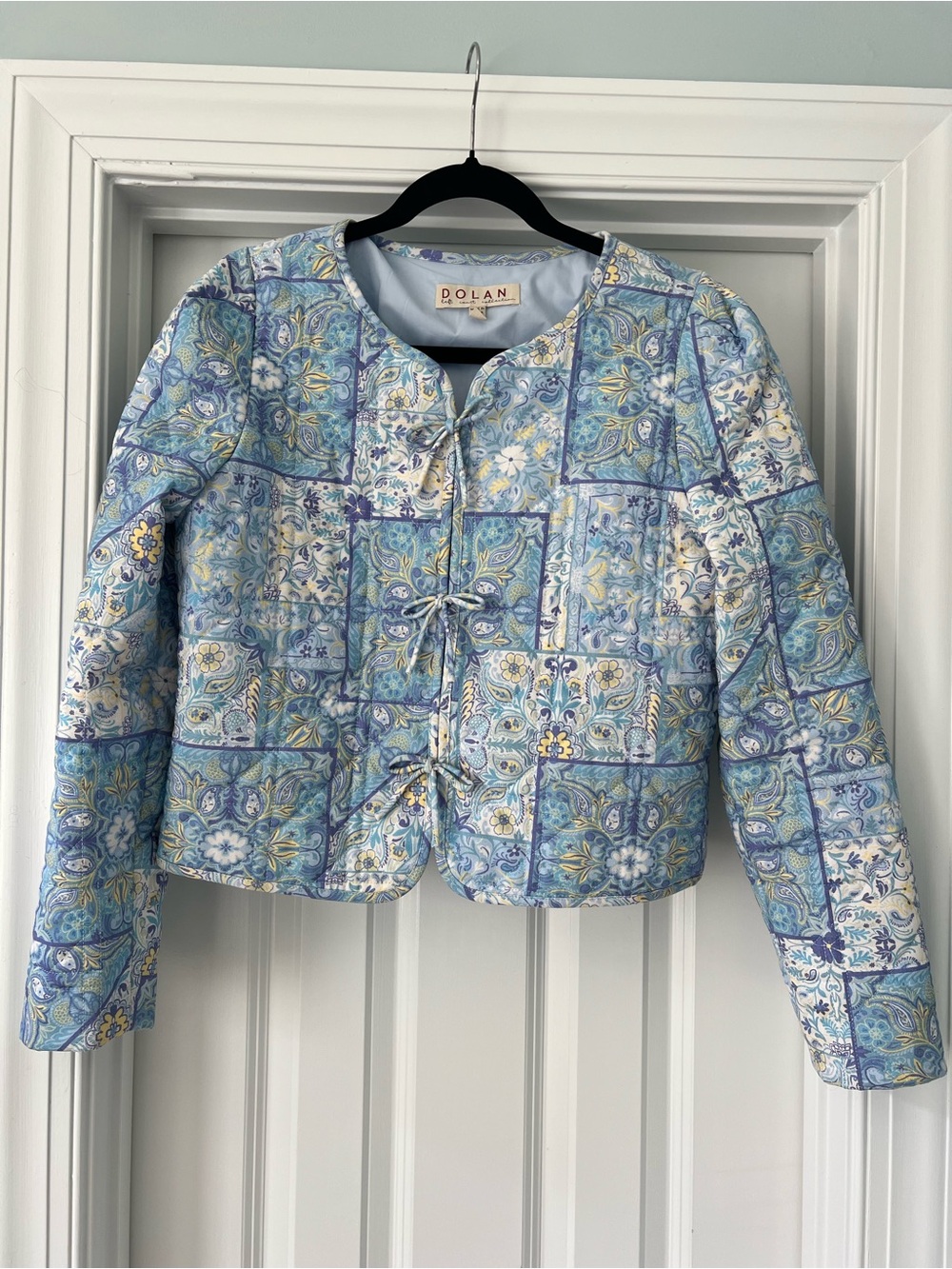 dolan Blue Floral Patchwork Quilted Bomber Jacket